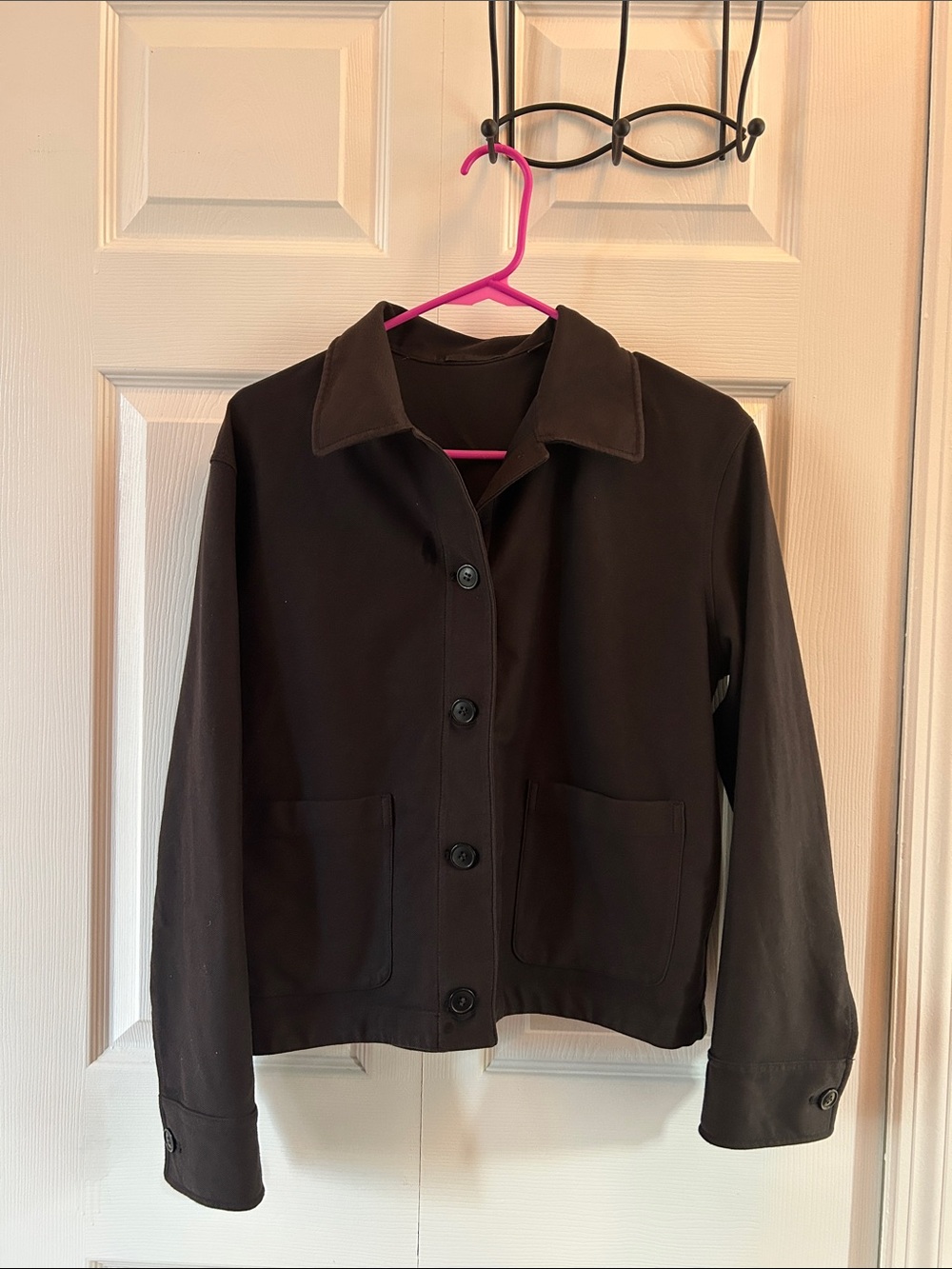 Uniqlo Jersey Relaxed Jacket Women's XS Dark Black Button Front Jacket